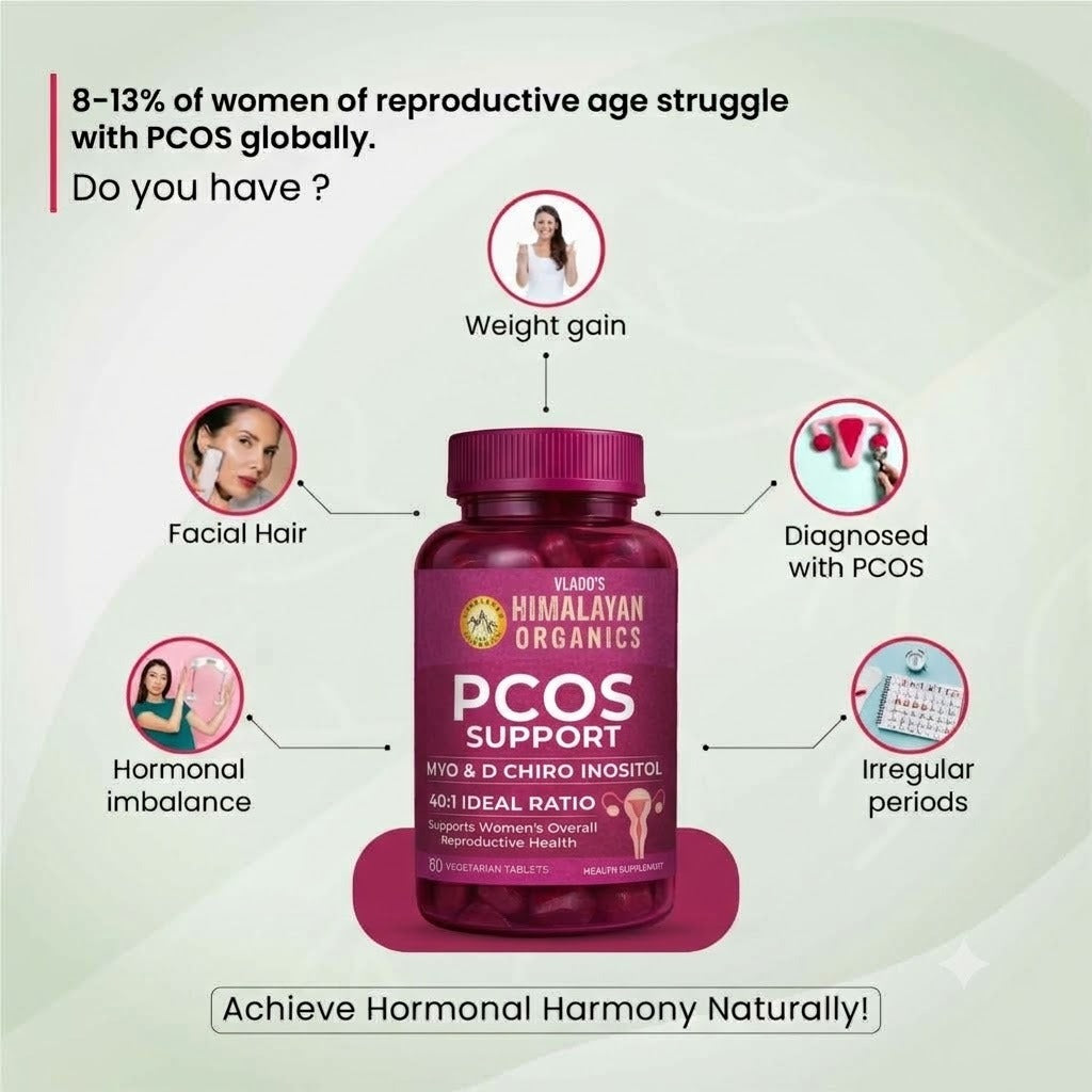 Vlado’s Himalayan Organics PCOS Supplement For Women 40:1 Ratio 2000mg to 50mg D-Chiro-Inositol | Balance Hormonal Levels - 60 Veg Tablets