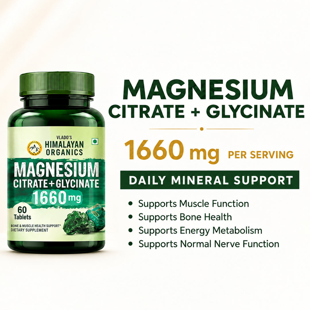 Vlado's Himalayan Organics Magnesium Complex Supplement | 1660mg | with Magnesium Glycinate, Magnesium Citrate, Magnesium Oxide - 60 Veg Tablets