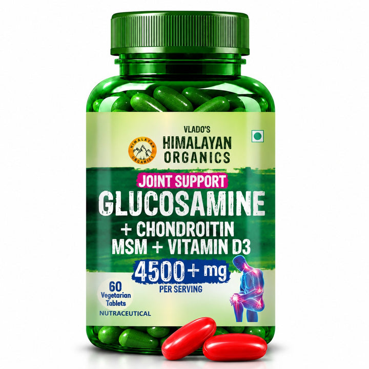 Vlado's Himalayan Organics Glucosamine Chondroitin MSM Vitamin D3 & K | 60 Vegetarian Tablets