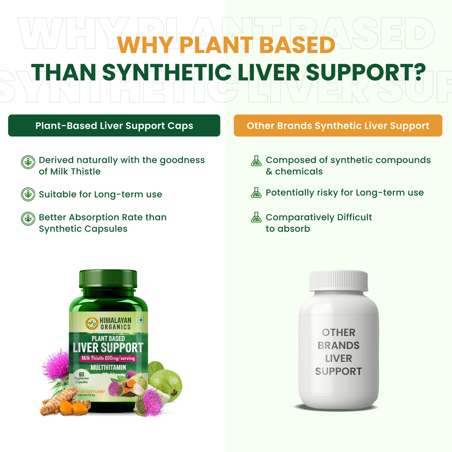 Himalayan Organics Plant Based Liver Support with Milk Thistle for Liver Support  - 60 Veg Capsules