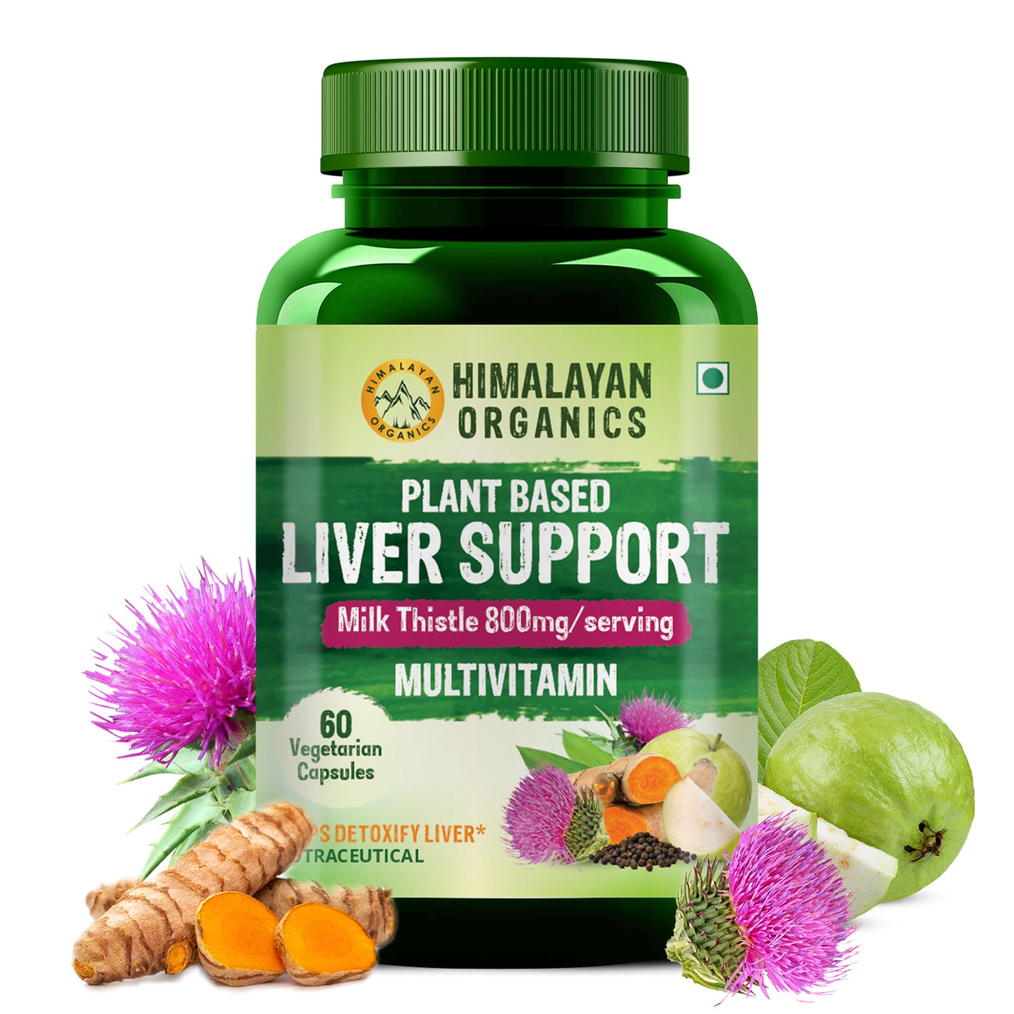 Himalayan Organics Plant Based Liver Support with Milk Thistle for Liver Support  - 60 Veg Capsules