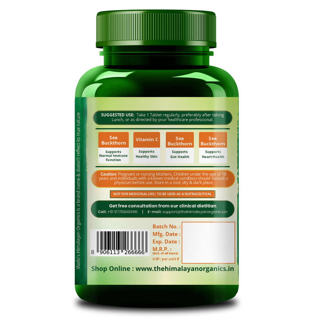 Vlado's Himalayan Organics Sea Buckthorn Tablets 60 | Omega Fatty Acids | Sea Buckthorn