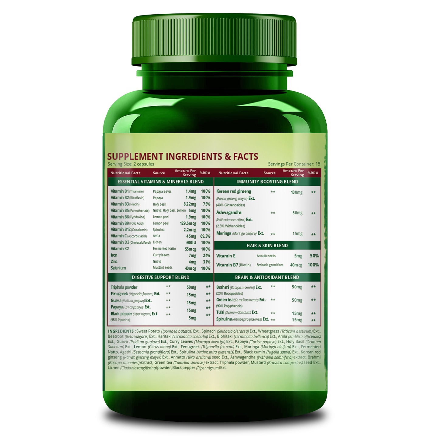 Vlado's Himalayan Organics Whole Food Multivitamin For Women With Vitamin B1, B2, B3, B5, B6, B7, B9, B12, C, D, E, Calcium, Magnesium, Zinc | - 30 Veg Capsules