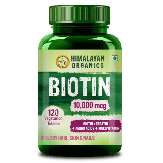 Himalayan Organics Biotin 10000mcg Supplement with Keratin, Amino Acid & Multivitamin 