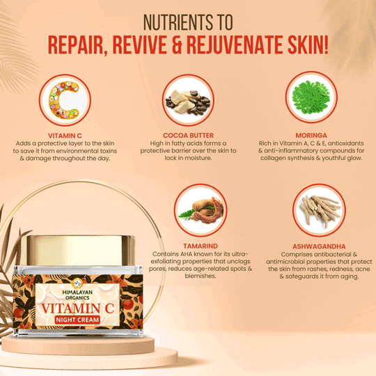Vitamin C Night Face  Cream Nutrients To Repair, Revive & Rejuvenate Skin with Tamarind, Vitamin C 