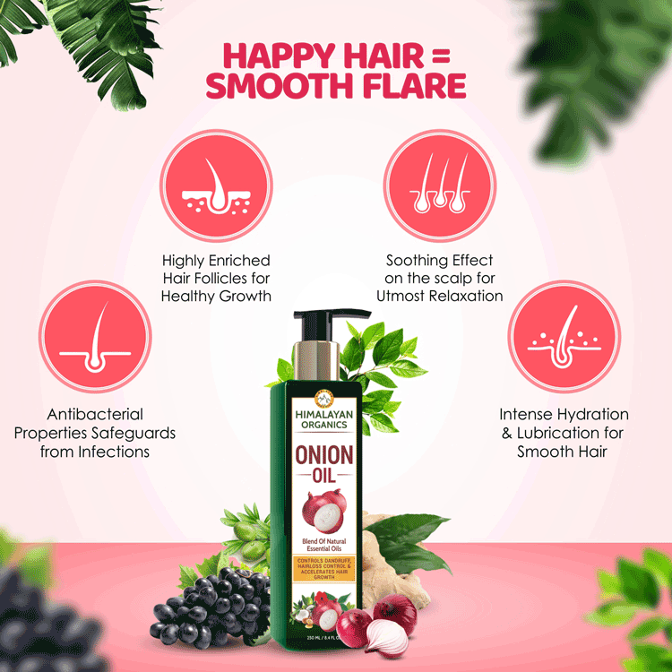 Benefits of Onion Hair Oil Enriched Hair Follicles for Growth, Strong Hair | Himalayan Organics