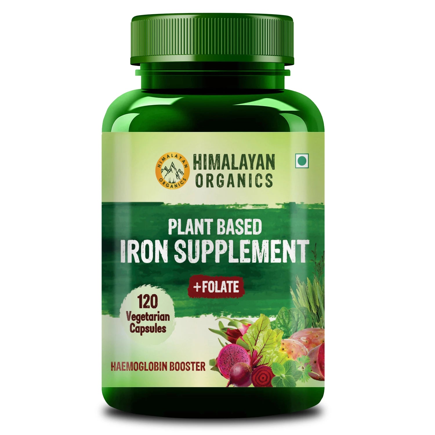 Vlado's Himalayan Organics Combo Pack of Plant Based Iron Supplement with Folate (120 Capsules) & Plant Based Vitamin C with Zinc (120 Capsules) - For Antioxidant Support & Blood Booster