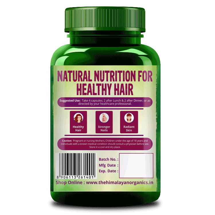 Himalayan Organics Plant Based Biotin Capsules Natural Nutrition for Healthy Hair 