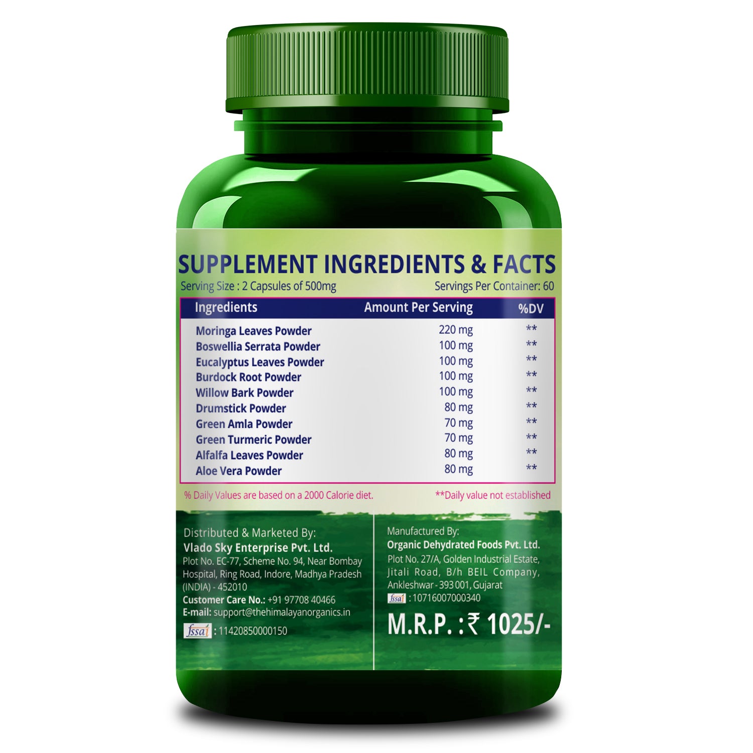 Himalayan Organics Join Support Ingredients & Facts, Drumstick, Moringa, Willow Bark Powder