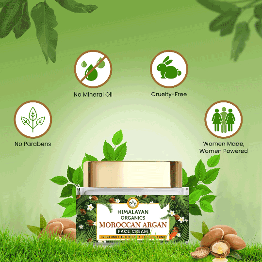Himalayan Organics Moroccan Argan Oil Face Cream for Anti Wrinkle with Expert Approved, Vegan, Cruelty Free
