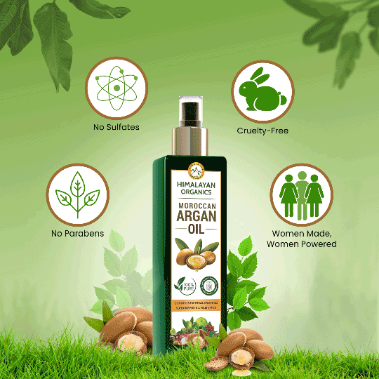 Himalayan Organics Moroccan Argan Hair Oil with Cruelty Free, Vegan 