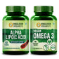Vlado's Himalayan Organics Combo Pack of Alpha Lipoic Acid 300mg (60 Tablets) & Vegan Omega 3 6 9 (90 Capsules) - For Healthy Heart