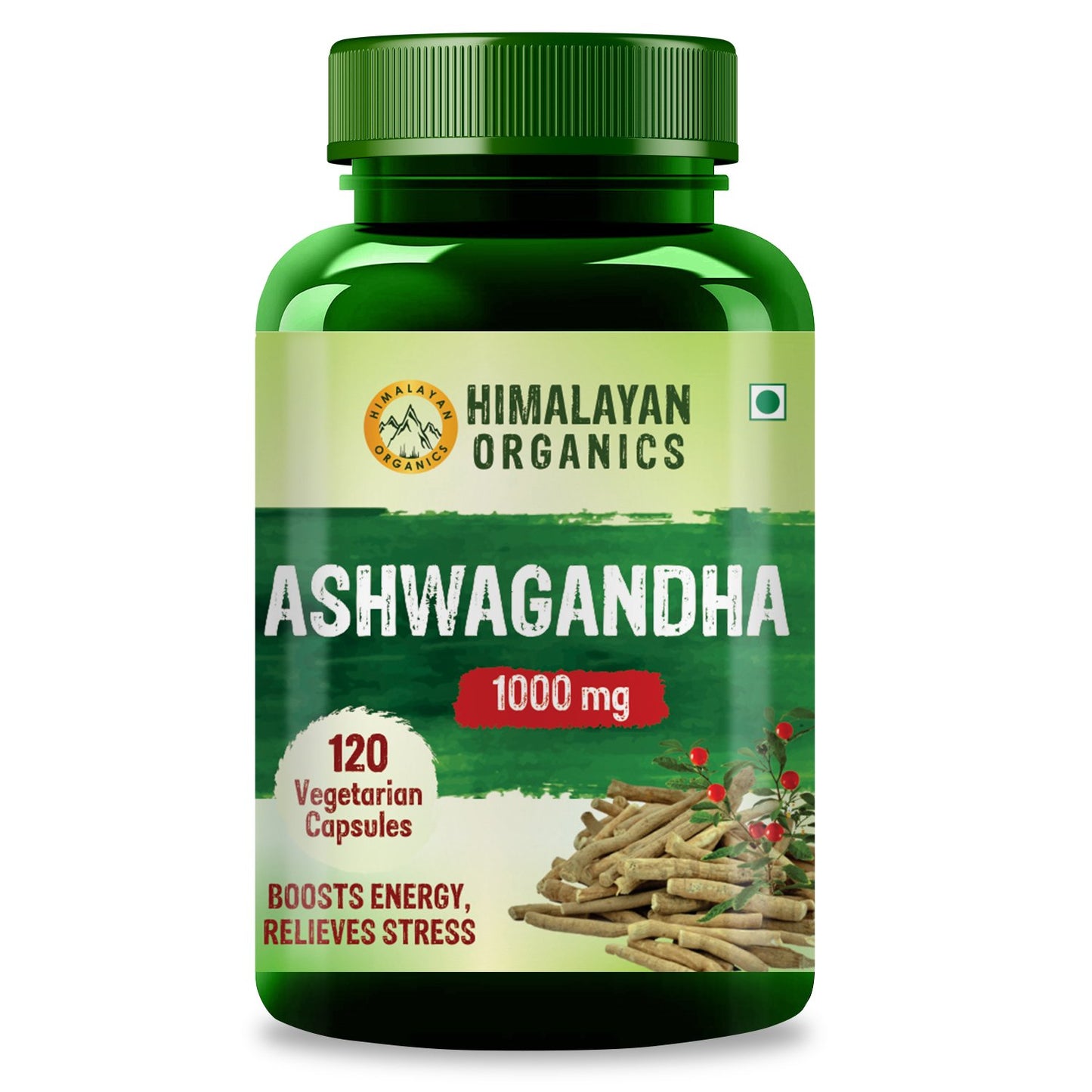 Himalayan Organics Ashwagandha Boost Energy Relieves Stress | 120 Veg Capsules
