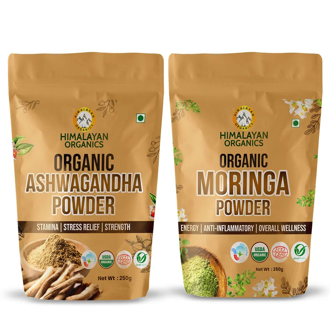 Himalayan Organics Combo of Certified Organic Ashwagandha & Moringa Powder
