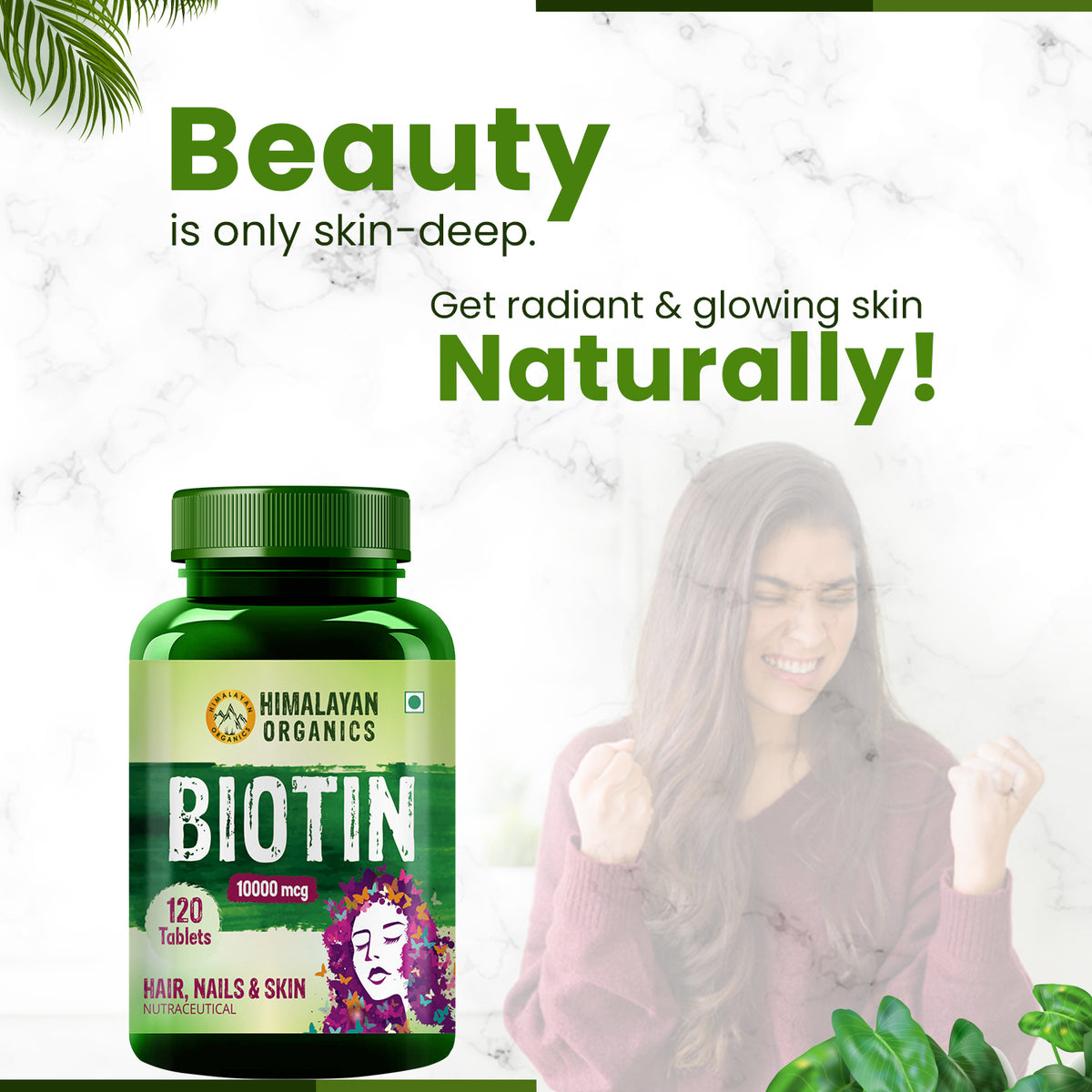 Himalayan Organics Biotin Tablets For Healthy Hair, Skin & Nails – The ...