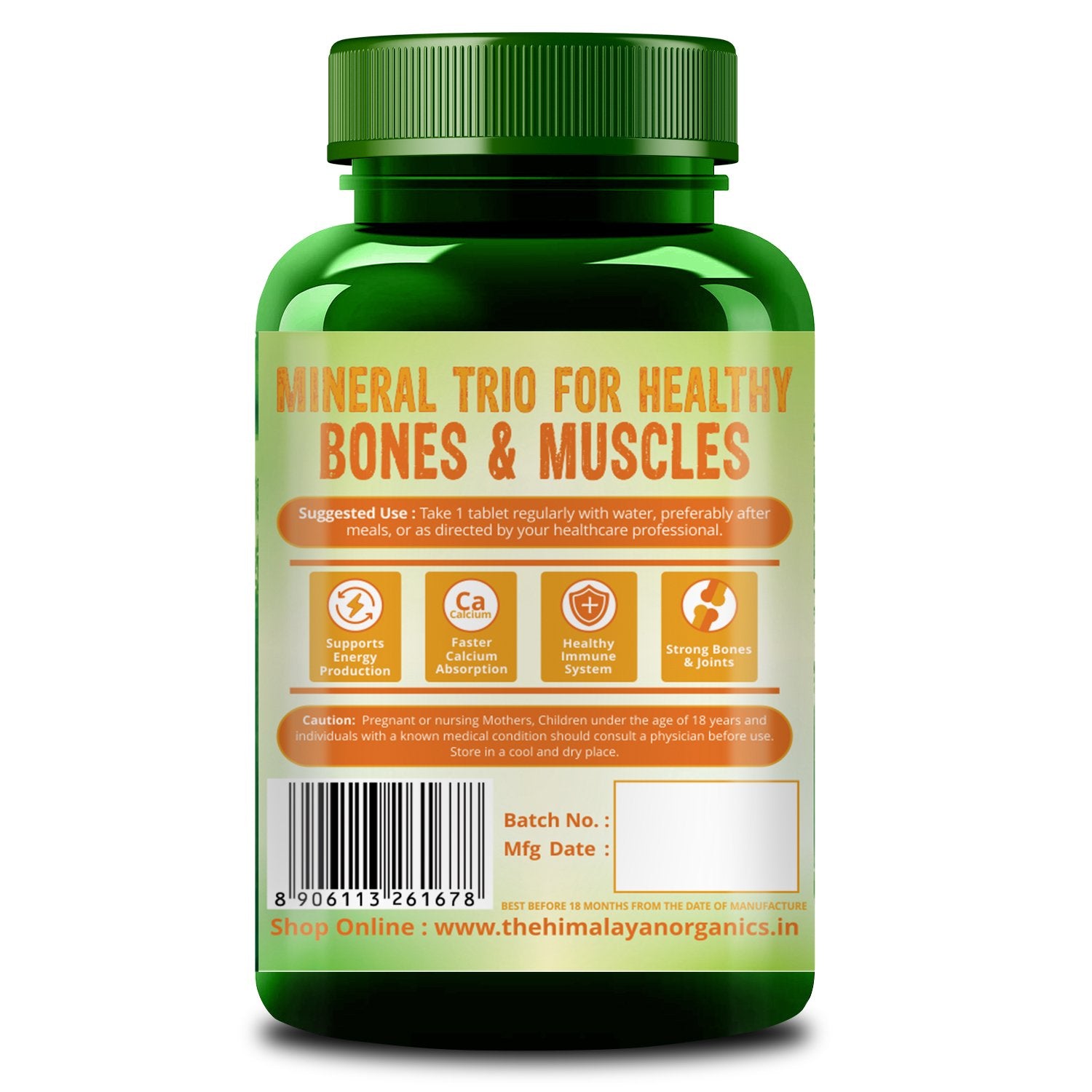 Himalayan Organics Calcium Magnesium Zinc Mineral Trio for Healthy Bones & Muscles