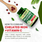 Himalayan Organics Chelated Iron with Vitamin C Supplement - 120 Veg Tablets