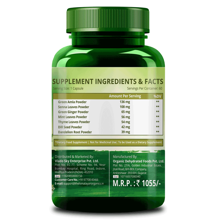 Plant Based Digestive Care Supplement Ingredients & Facts, Green Ginger, Mint Leaves