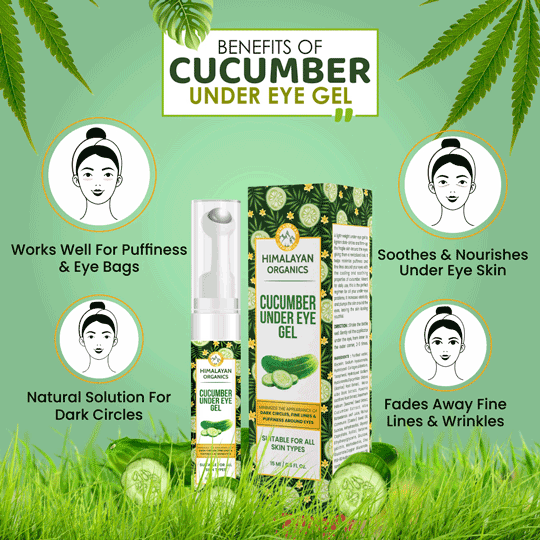 Benefits of Cucumber Under Eye Gel Fades Away Fine Lines & Wrinkles, Skin | Himalayan Organics