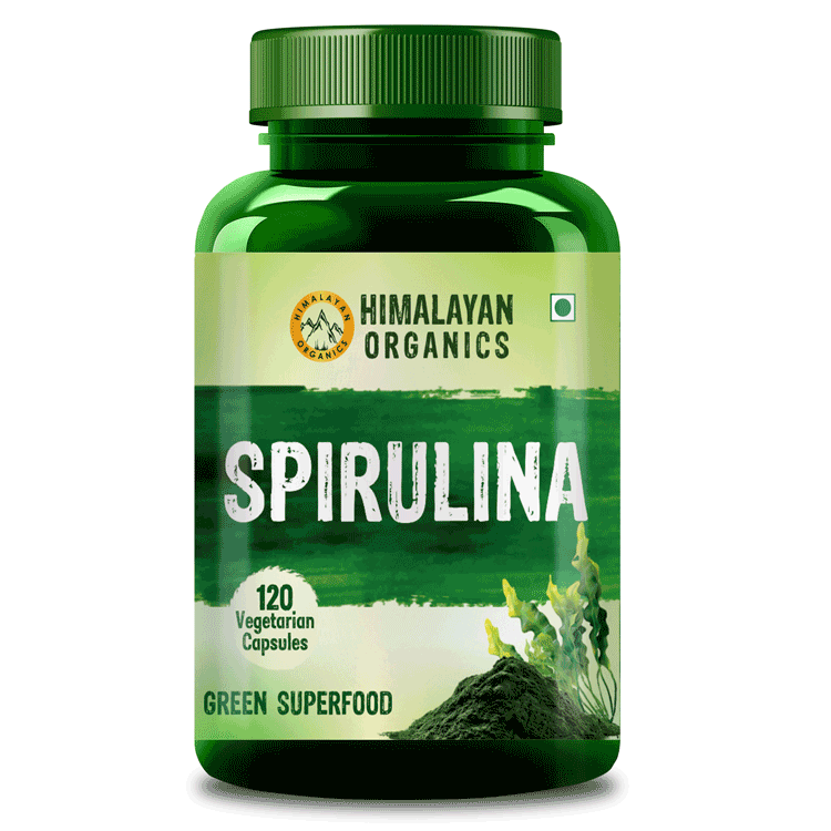 Himalayan Organics Spirulina Green Superfood -120 Veg Capsules 