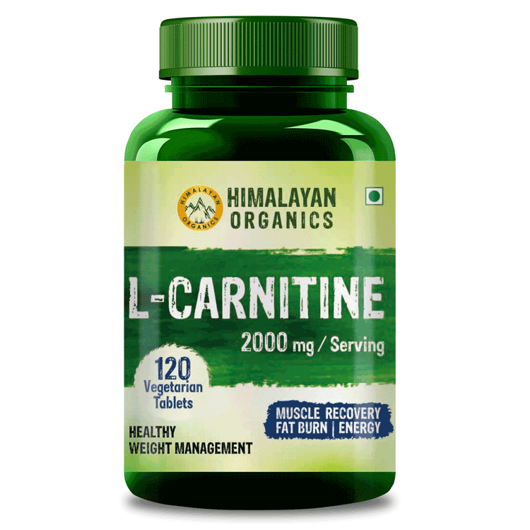 Himalayan Organics L-Carnitine 2000mg for Healthy Weight Management - 120 Veg Tablets 