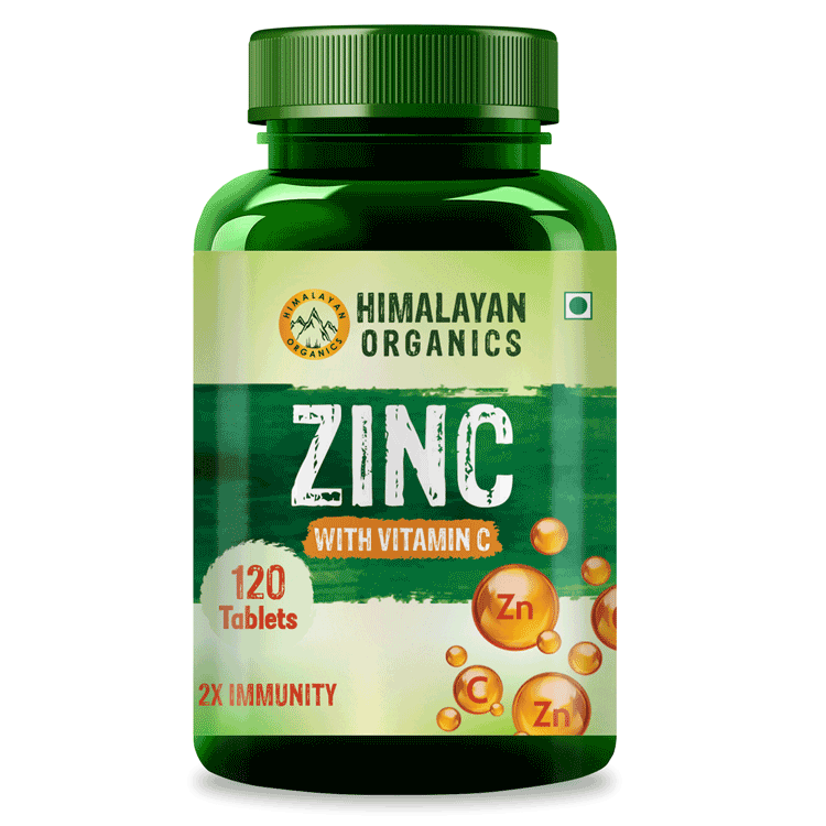 Himalayan Organics Zinc with Vitamin C & Alfalfa - 120 Veg Tablets