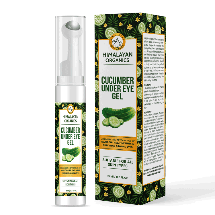 Himalayan Organics Cucumber Under Eye Gel with Massage Roller - 15ml