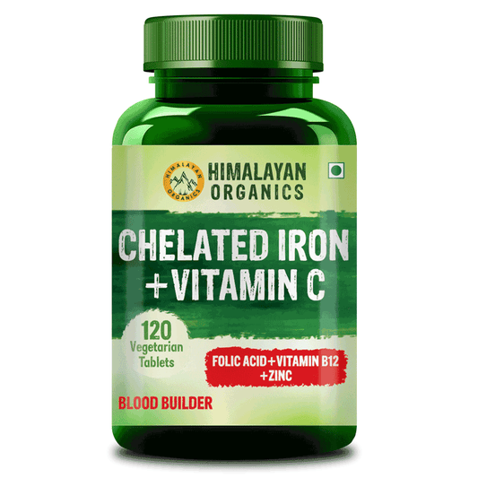 Himalayan Organics Chelated Iron Vitamin C Tablets - 120 Veg Tablets