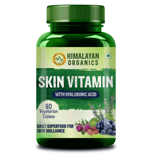 Himalayan Organics Skin Vitamin with Hyaluronic Acid for Skin Glow - 60 Veg Tablets