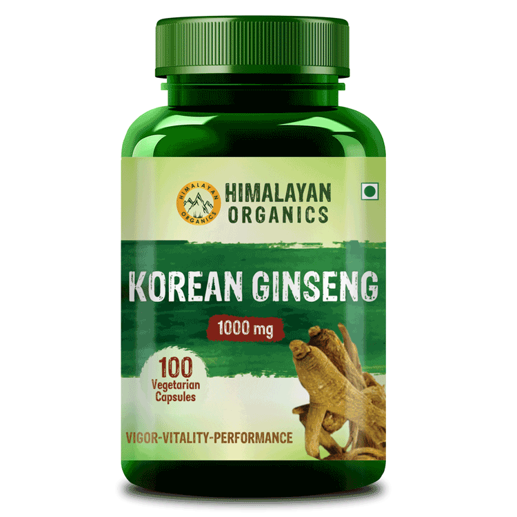 Himalayan Organics Korean Red Ginseng 1000mg- 100 Veg Capsules