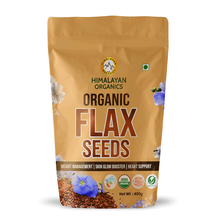 Himalayan Organics Certified Organic Flax Seeds - Enriched with Omega 3 & Zinc for Healthy Weight Management & Supports Heart Health- 400g