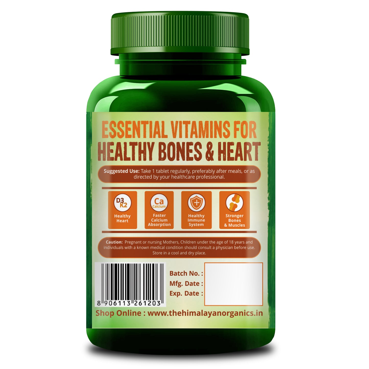 Himalayan Organics Vitamin D3 with K2 Essential Vitamins For Healthy Bones & Heart 