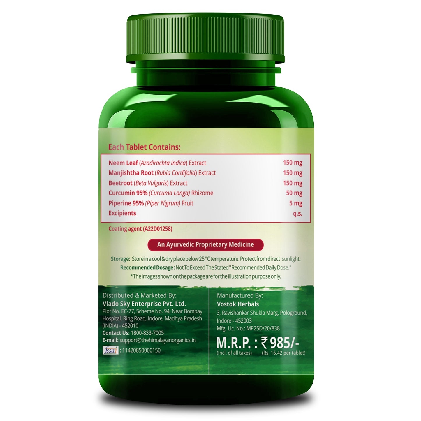 Himalayan Organics Blood Detox | Beetroot Curcumin Manjistha Extracts | Pimple & Acne Control | Natural Purifier & Cleanser – 60 Tablets