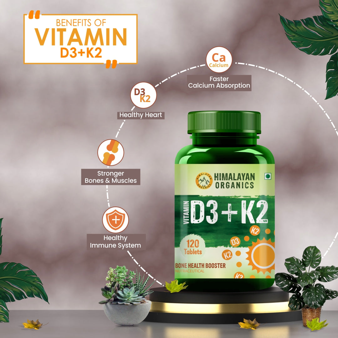 Benefits of Vitamin D3 with K2 Supplement for Bones, Healthy Heart, Immune System, Calcium Absorption 