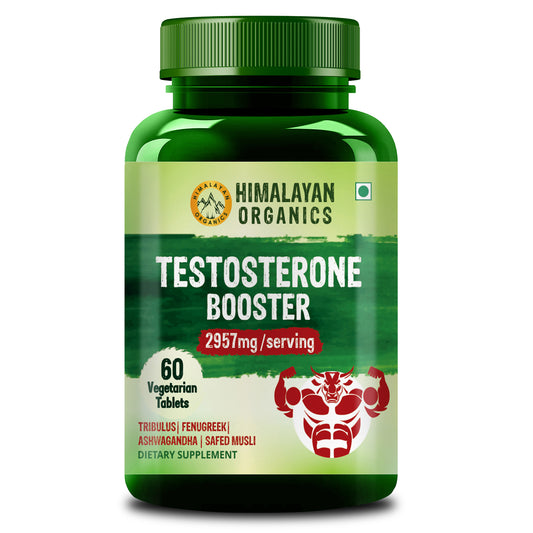 Himalayan Organics Testosterone Booster | Supports Muscle & Energy Boost | With Vitamin D3, Magnesium, Zinc, Tribulus, Ashwagandha & Safed Musli | 60 Veg Tabs