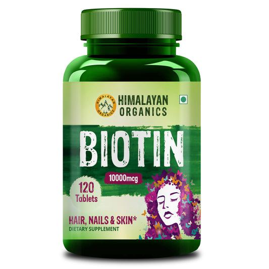 Himalayan Organics Biotin 10,000 mcg for Hair Growth - 120 Tablets