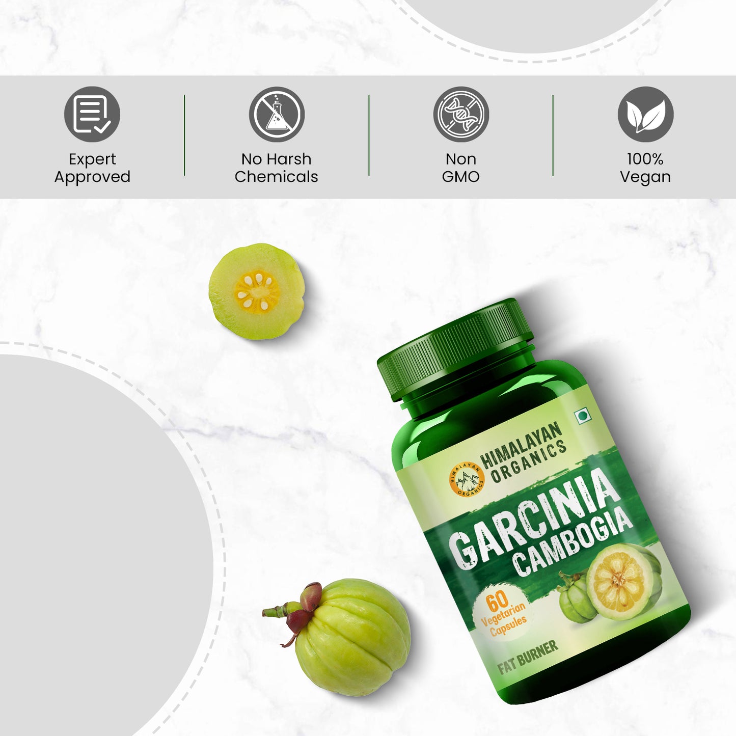 Himalayan Organics Garcinia Cambogia Supplement for Weight Management - 60 Veg Capsules