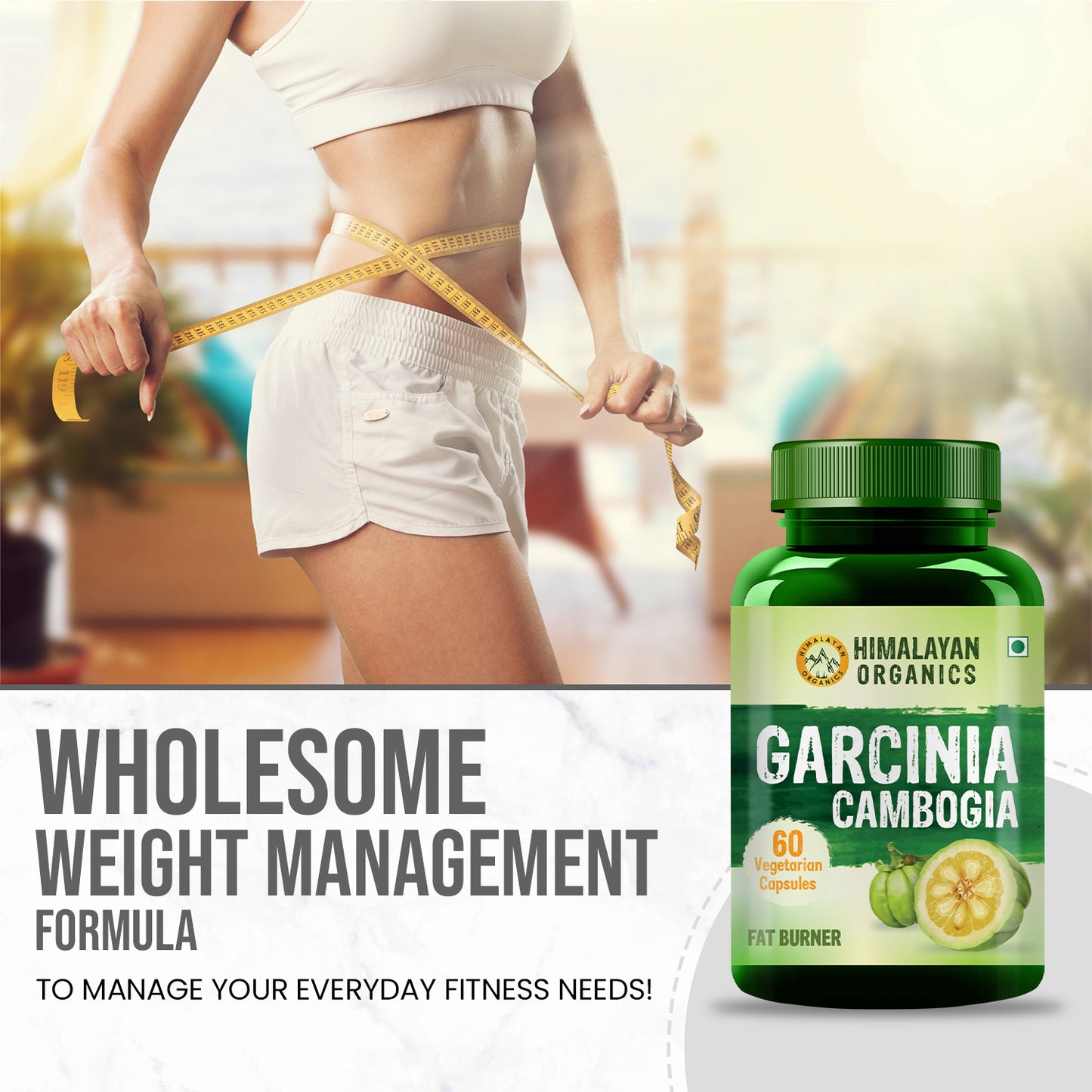 Himalayan Organics Garcinia Cambogia Supplement for Weight Management - 60 Veg Capsules