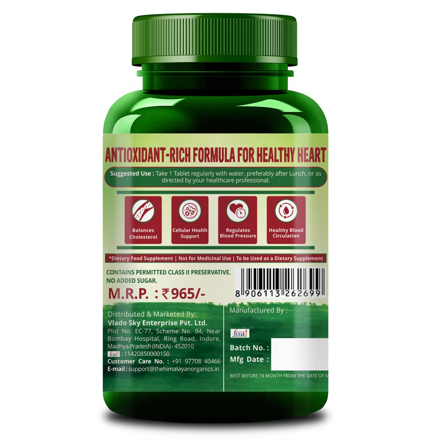 Himalayan Organics Heart Care Antioxidant - Rich Formula For Healthy Heart