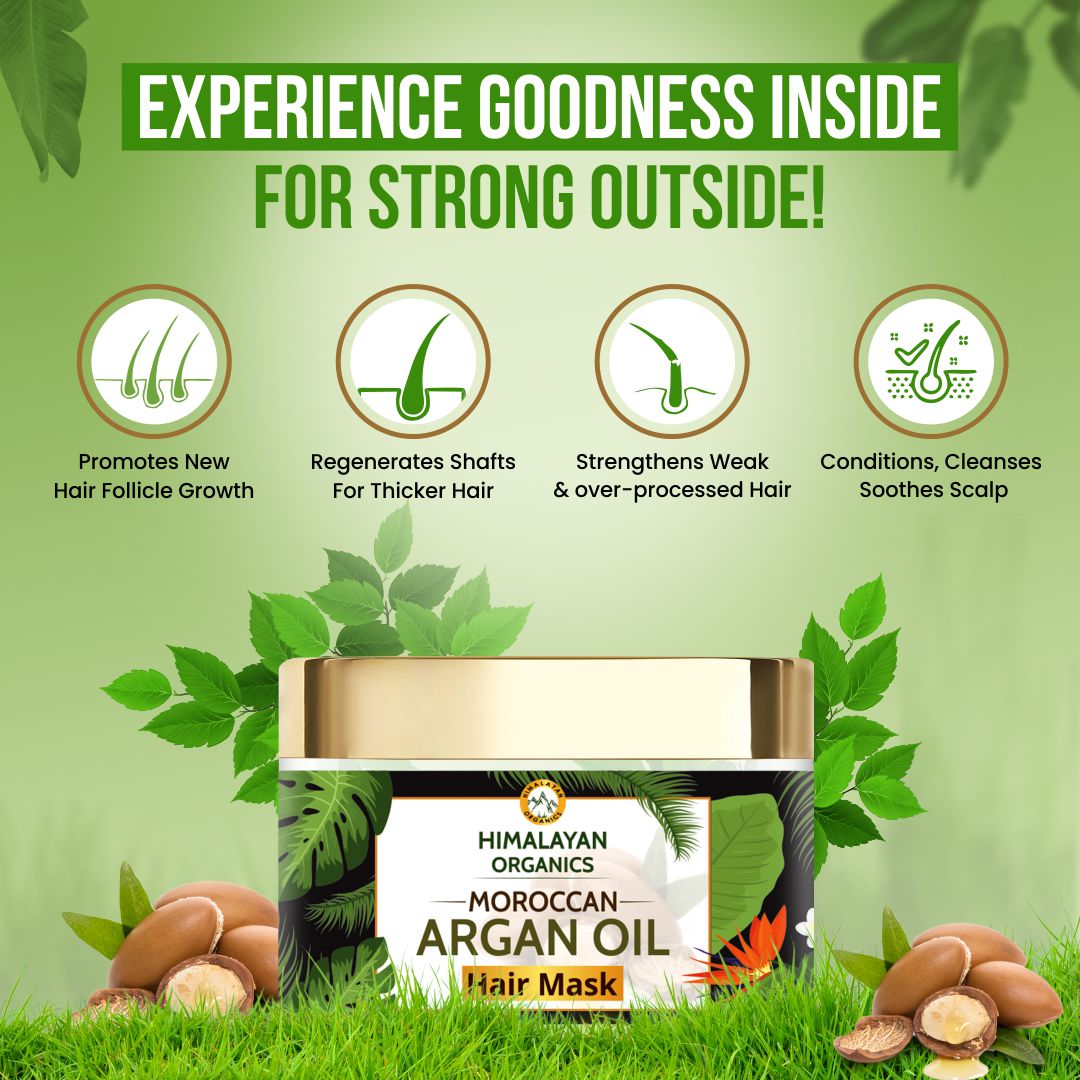 Benefits of Moroccan Argan Oil Hair Mask Promotes New Hair, Thicker Hair, Cleanses Soothes Scalp