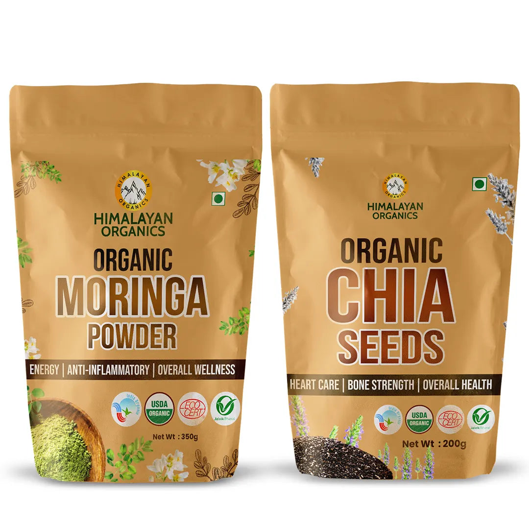 Himalayan Organics Combo of Certified Organic Chia Seeds (200gm) & Moringa Powder (300 gm)