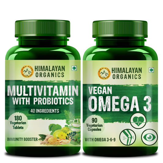 Himalayan Organics Combo Pack of Multivitamin with Probiotics with Vegan Omega 3 6 9 