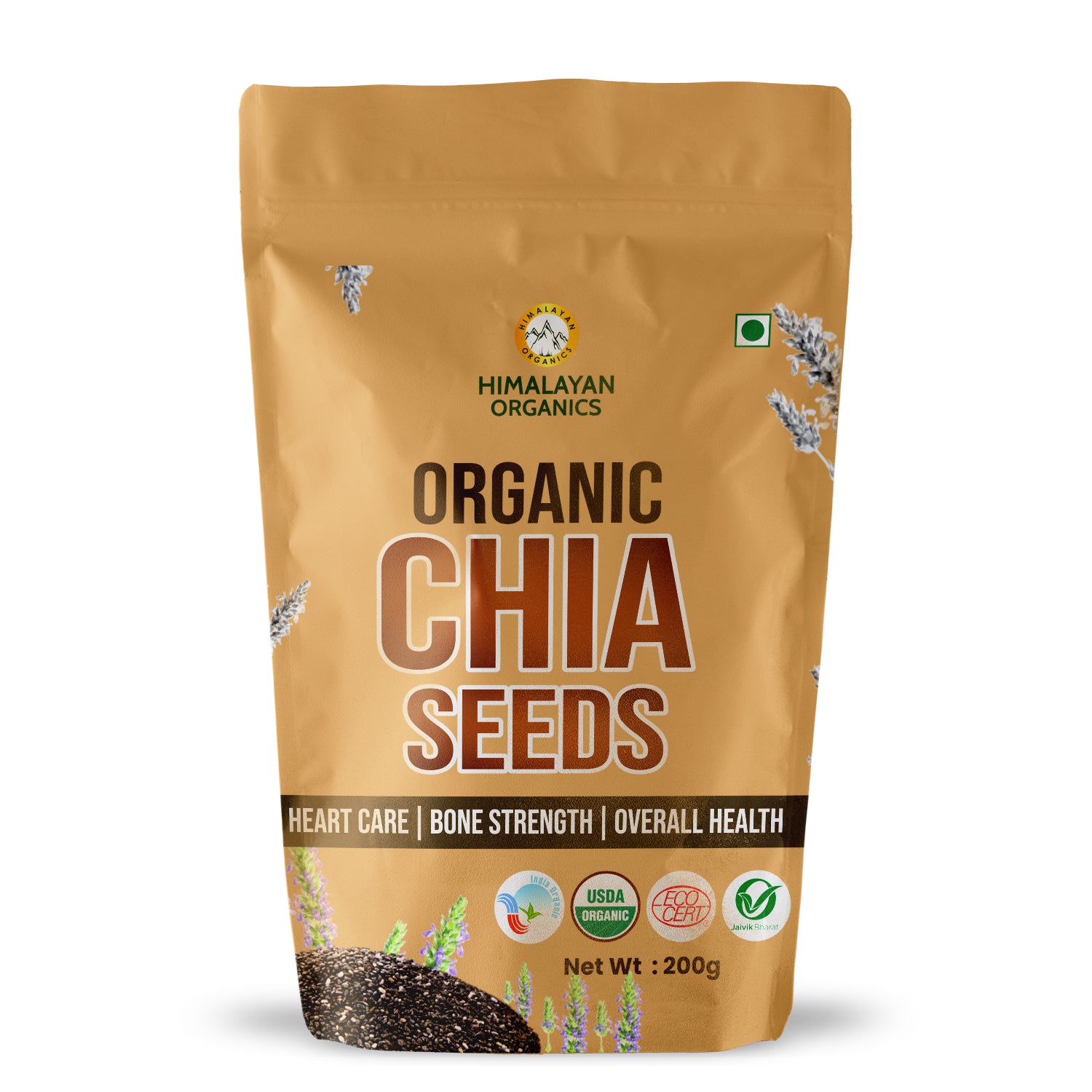 Himalayan Organics Certified Organic Chia Seeds - Enriched with Omega 3 & Zinc Supports Health Management- 200g