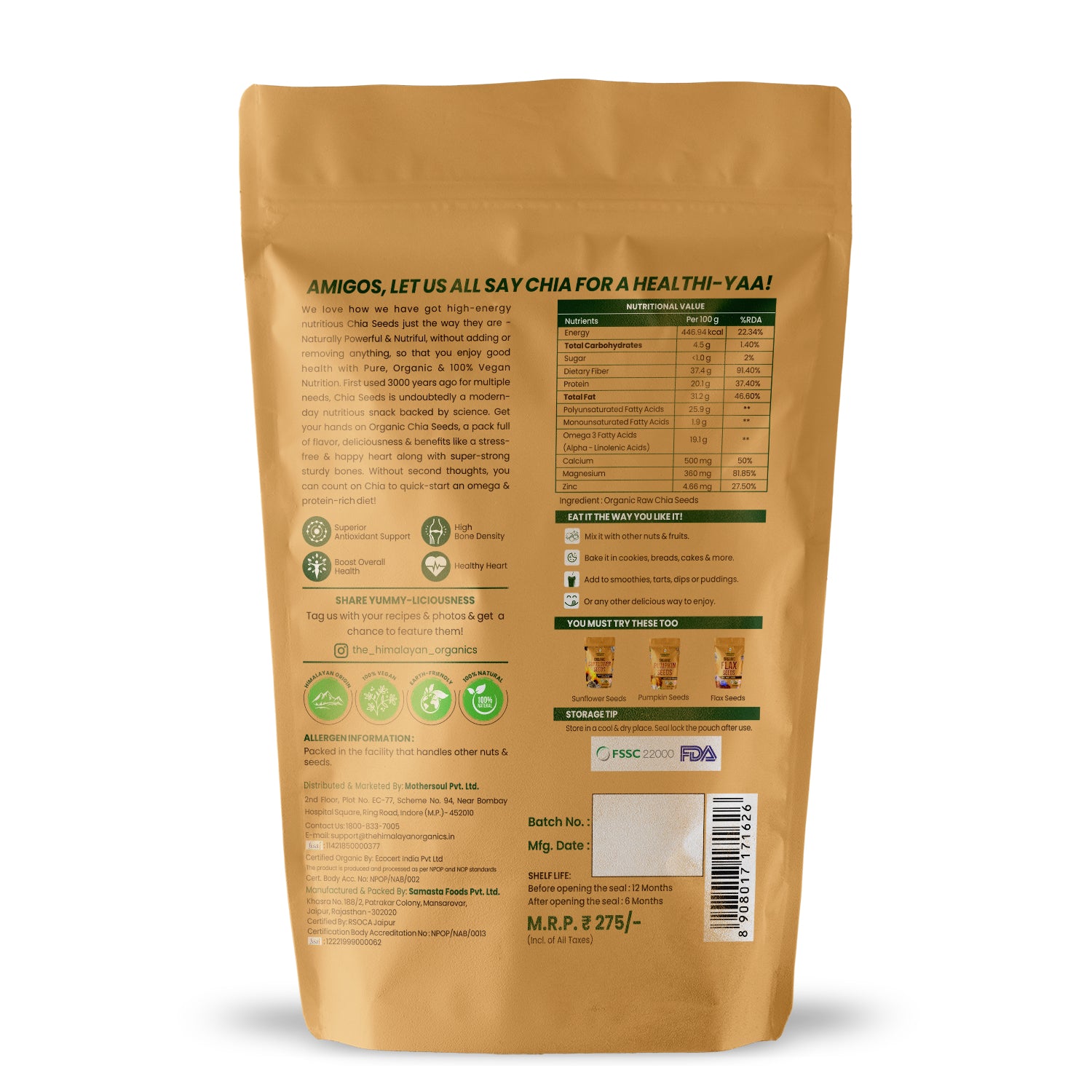 Himalayan Organics Chia Seeds for Skin, Hair and Weight Loss 
