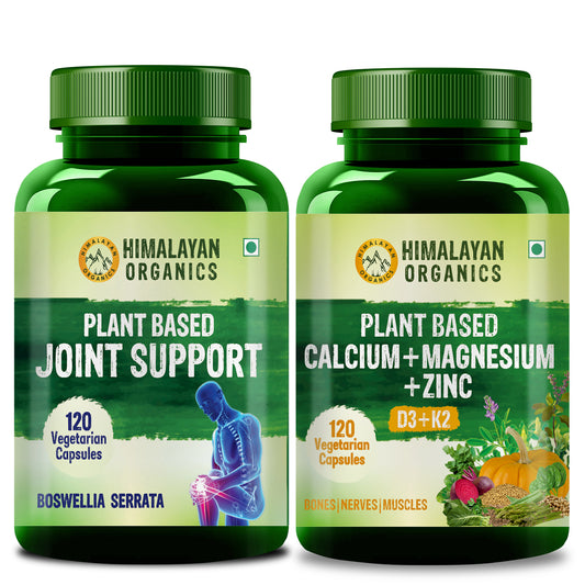 Himalayan Organics Combo Pack of Plant Based Joint Support & Calcium Magnesium Zinc D3 & K2