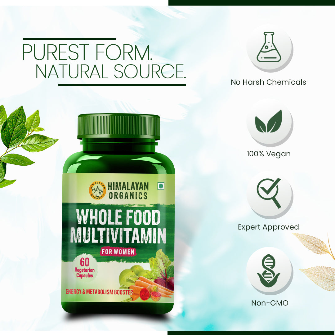 Himalayan Organics Whole Food Multivitamin for Women || Natural Vitamins & Minerals || 60 Veg Capsules